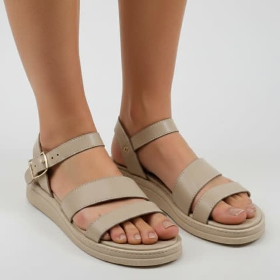 MA53 Sandalias para dama tres tiras de moda suela gruesa
