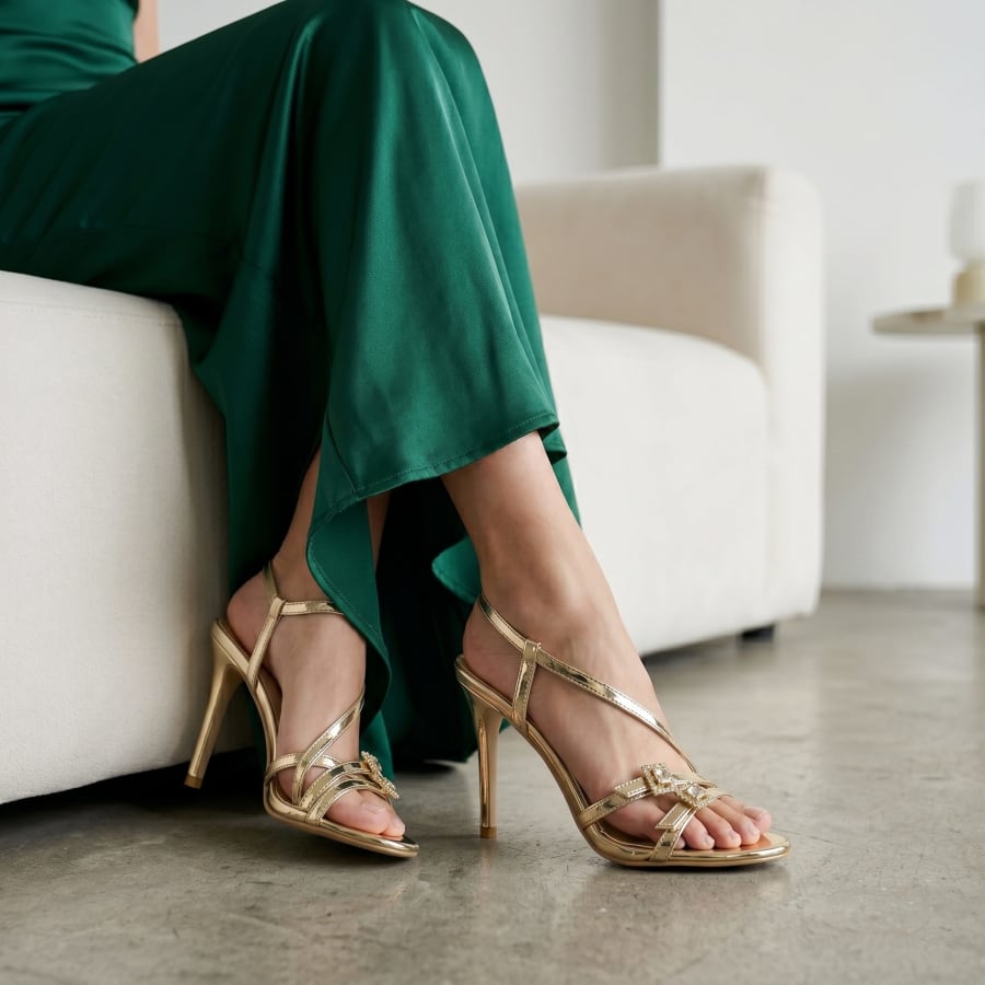 CR3385 Sandalia de tacon para fiesta con brillos