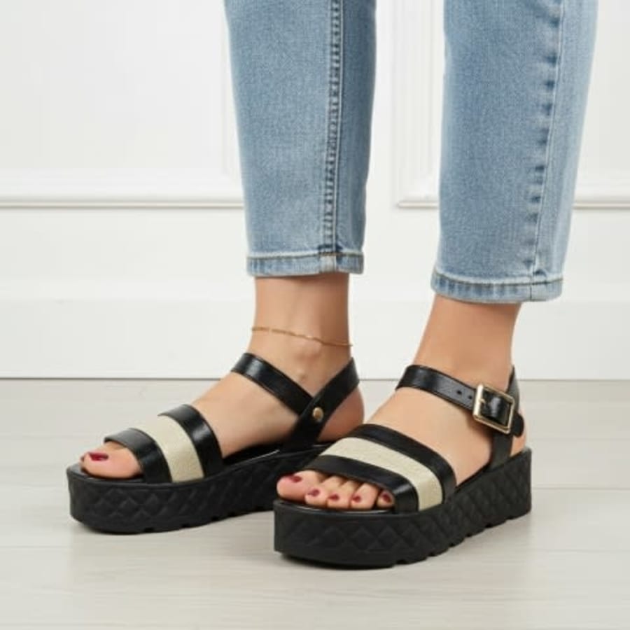 MA1708 Sandalias plataforma corrida combinada con correa