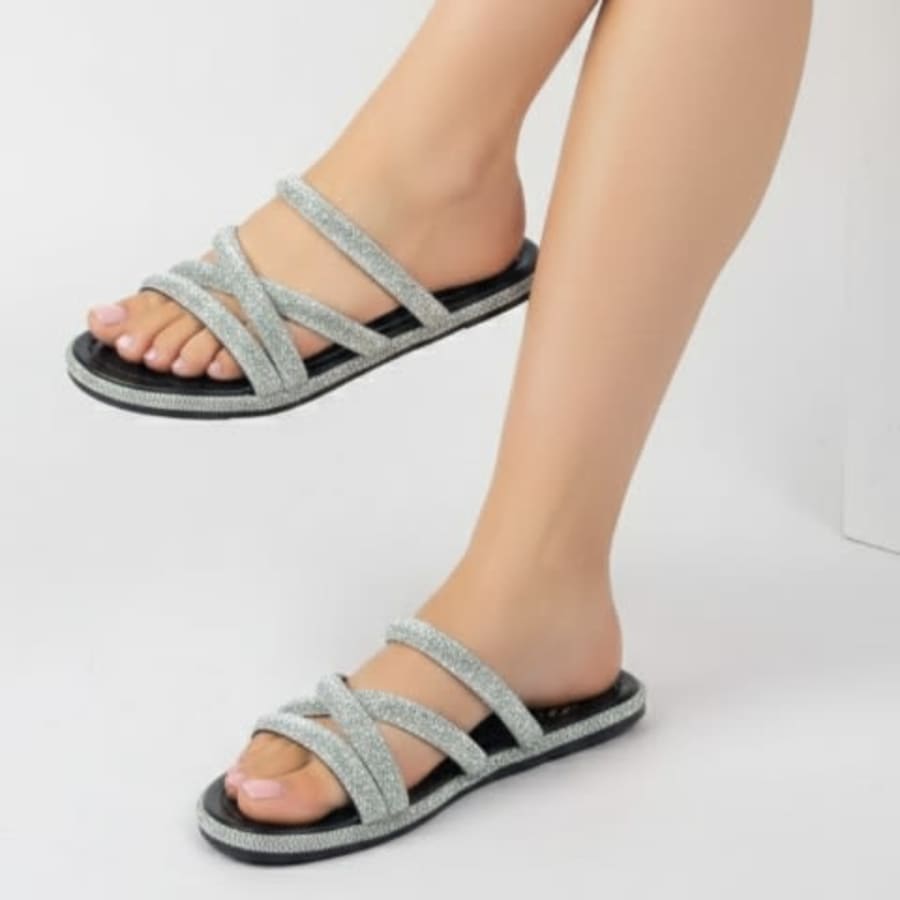 RM215 Sandalias de verano con brillos suela gruesa dama