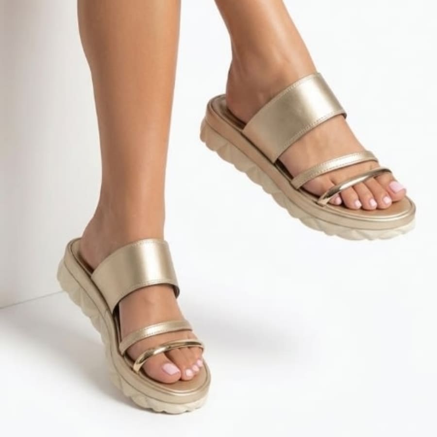 MA4 Sandalias para dama suela gruesa dos tiras delgadas