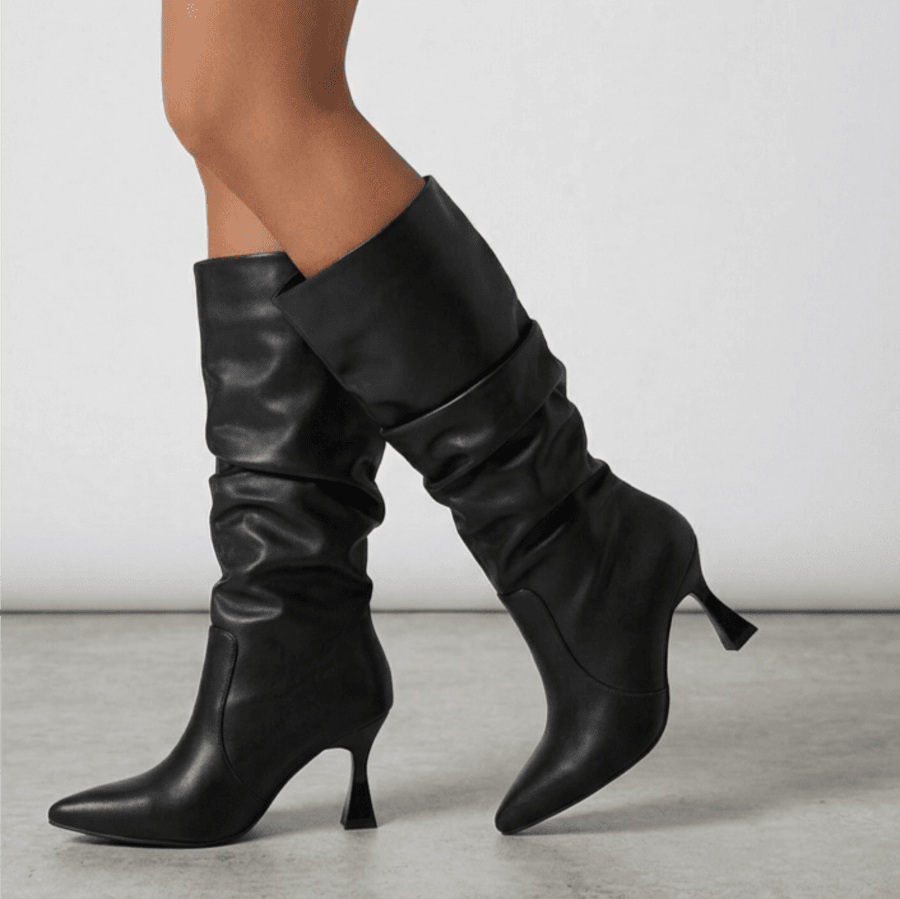 MA6901 Bota larga con dobleses para dama tacon 8 cm