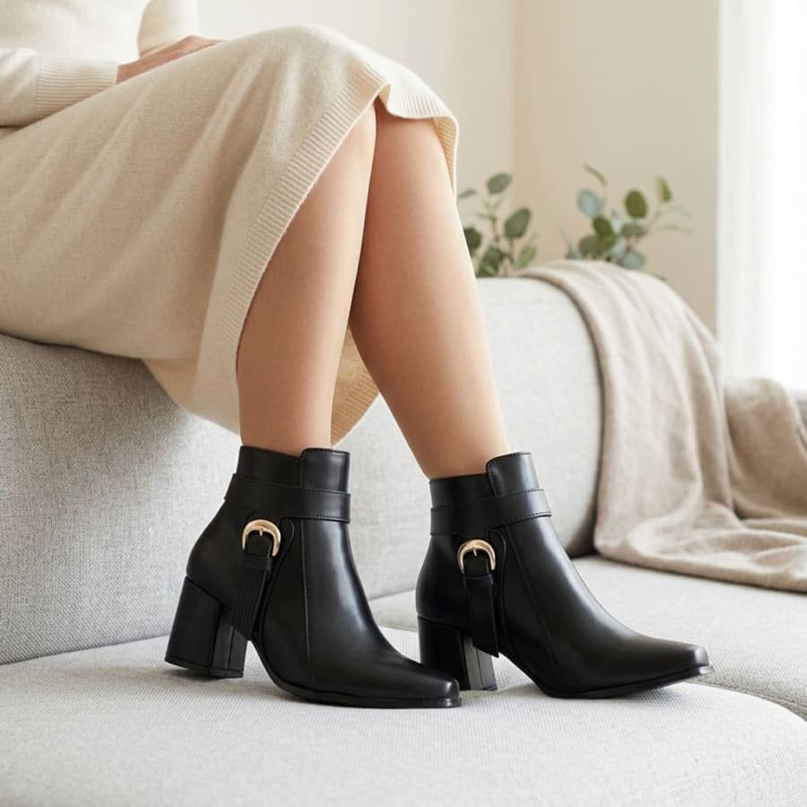 MA4522 Botin para dama con hebilla fija 6 cm de tacon
